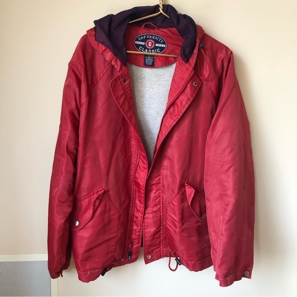 VINTAGE Gap Red Nylon Varsity Oversized Jacket